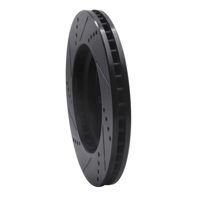 Dodge Caliber Brake Rotor (1) - Front Right - R1 Concepts - Drilled & Slotted - Black - `07-`17